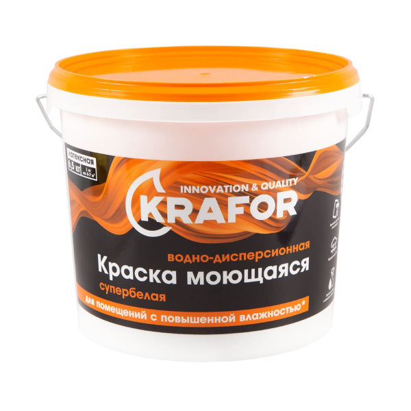 Краска латексная интерьерная моющаяся Krafor 6,5 кг (Оранжевая) 26957