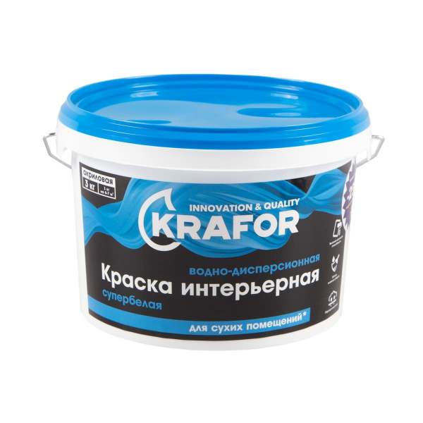 Краска интерьерная Krafor 3 кг (Синяя) 26959