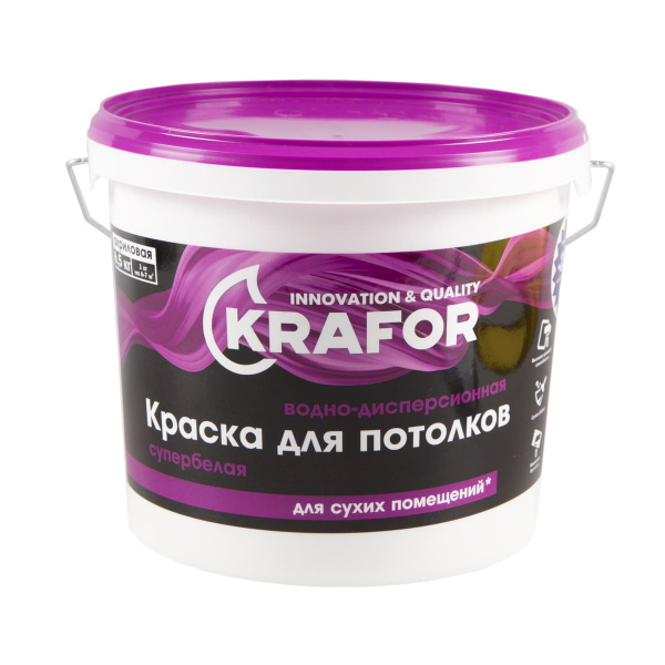Краска для потолка Krafor 6,5 кг (Фиолетовая) 26949